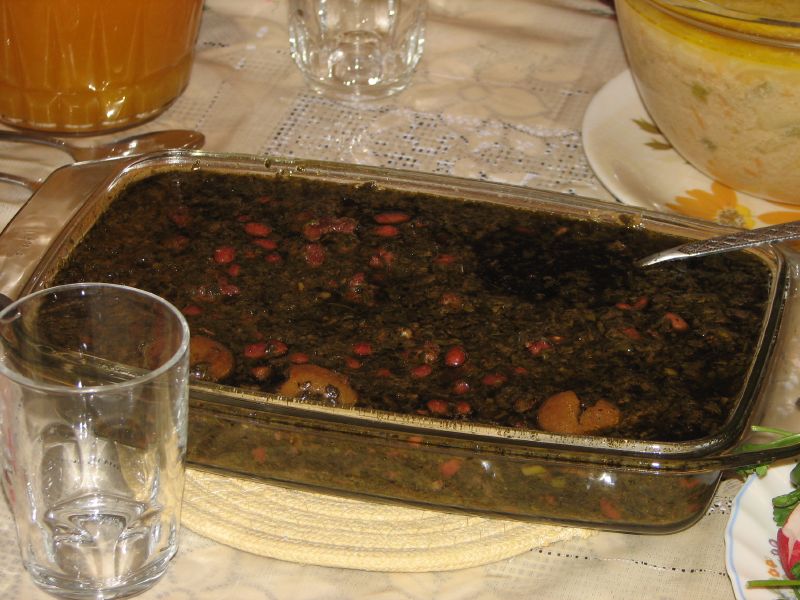 Ghormeh sabzi stew is served