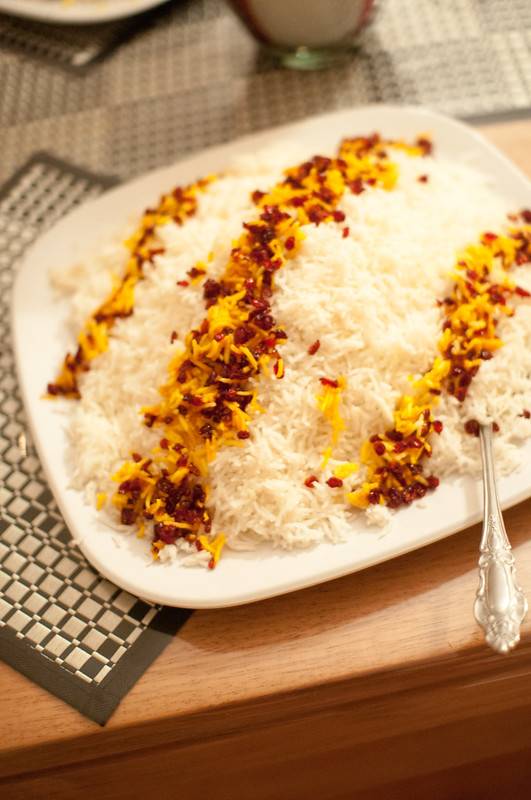 zereshk pilaf is a food that is usually served with chicken