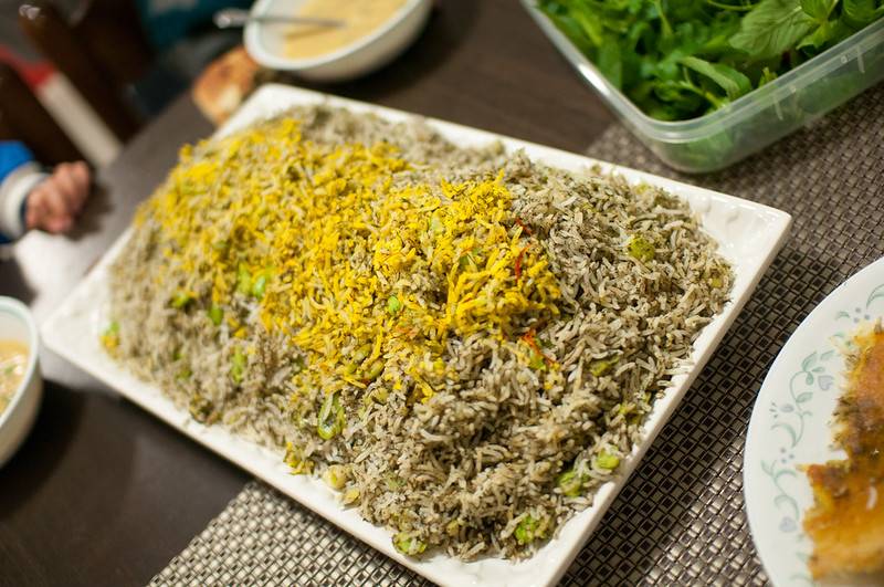 Baghali pilaf is a dish served with meat